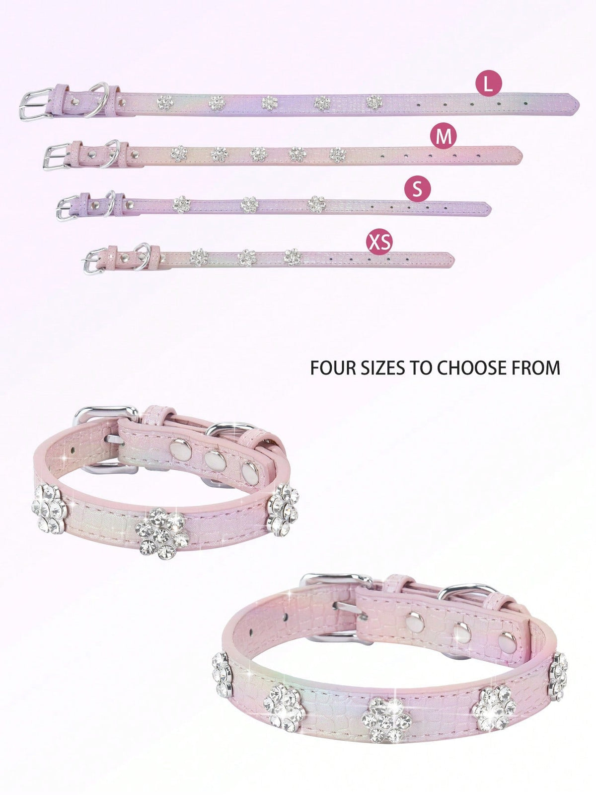 Sparkling Rhinestone Flower Dog Collar, Gradient Colorful Style, Luxurious And Flashy, Adjustable