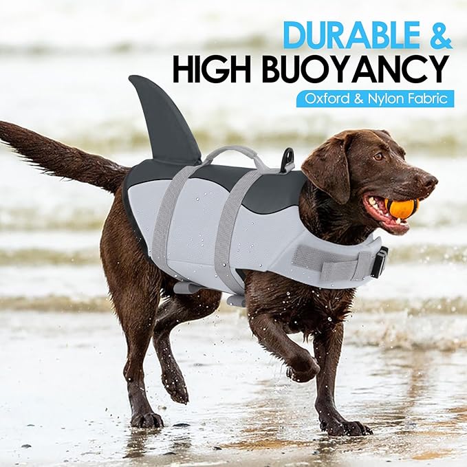 AOFITEE Dog Life Jacket, Vest for Swimming, High Flotation Swim with Rescue Handle and Reflective Stripe, Lifesaver Swimsuit for Boating Summer Pool